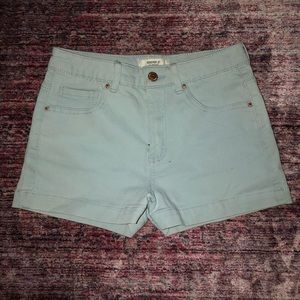 High waisted washed out denim blue shorts